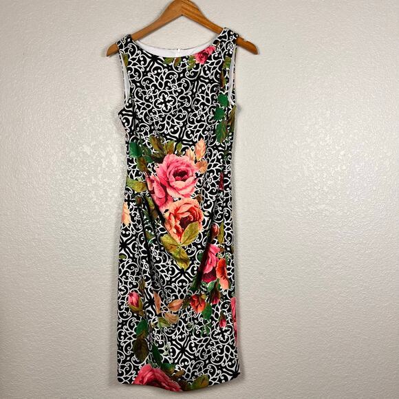 Joseph Ribkoff Womens Sheath Dress 10 Sleeveless Baroque Floral Jersey‎ Knit - Picture 1 of 4